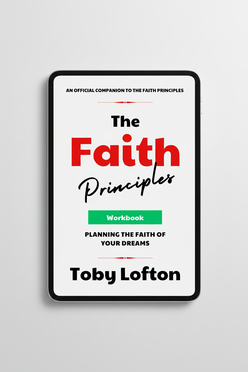 The Faith Principles Workbook eBook on tablet mockup
