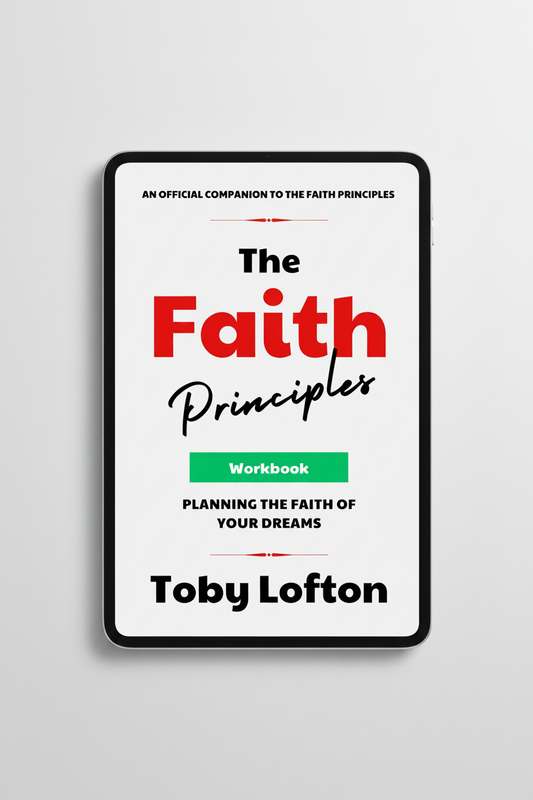 The Faith Principles Workbook eBook on tablet mockup