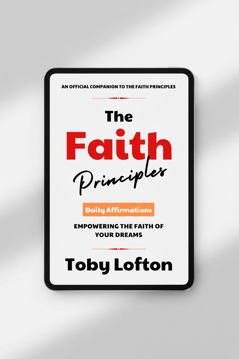 The Faith Principles Daily Affirmations eBook on tablet mockup