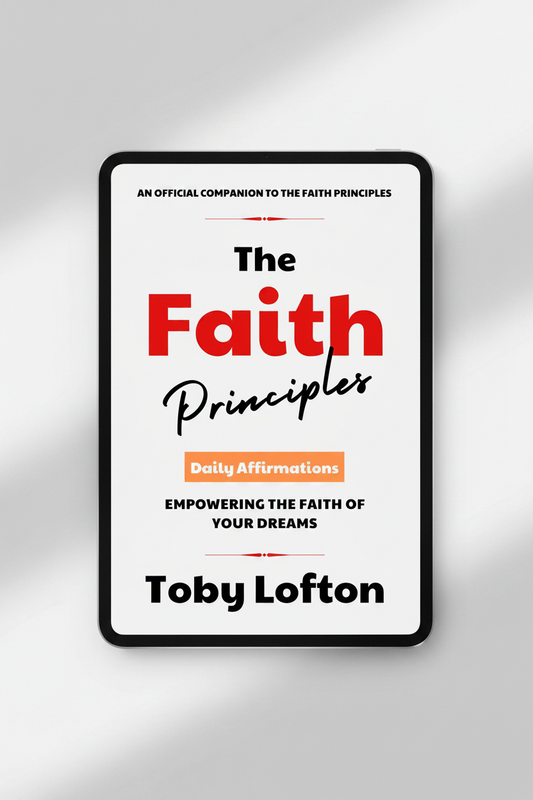The Faith Principles Daily Affirmations eBook on tablet mockup